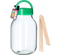 KADAX Pot à conserves avec pinces "Hogatza", Pot à cornichons avec couvercle en plastique, Pots à conserves, 3L
