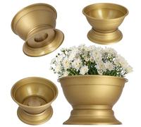 KADAX Pot à fleurs avec pied - Résistant aux intempéries - En plastique - Pour chrysanthèmes, pensées - Diamètre : 29,5 cm - Doré