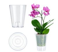 KADAX Pot à fleurs/orchidée fin et simple - Diamètre : 12 cm - Rond - Transparent