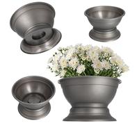 KADAX Pot à fleurs sur pied en plastique résistant aux intempéries pour chrysanthèmes, pensées, vase à fleurs (diamètre 23 cm, graphite)