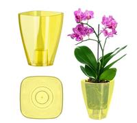 KADAX Pot à Orchidées Simple, pour Orchidée, Juvénile, Marguerite - Pot de Fleurs pour Cuisine et Salon (Diamètre 12 cm, Carré, Jaune)