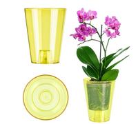 KADAX Pot à Orchidées Simple, pour Orchidée, Juvénile, Marguerite - Pot de Fleurs pour Cuisine et Salon (Diamètre 12 cm, Rond, Jaune)
