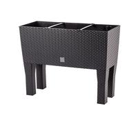 Kadax Pot de fleurs sur pieds Plate-bande surélevée plastique motif rotin 60 cm Marron foncé