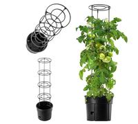 KADAX Pot à tomates avec tuteur - Pot de tomates - En plastique avec grille - Pot pour plantes de tomates - Tour de culture - Pot de support pour plantes grimpantes - Diamètre : 30 cm - Anthracite
