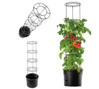 KADAX Pot à tomates avec tuteur - Pot de tomates - En plastique avec grille - Pot pour plantes de tomates - Tour de culture - Pot de soutien pour plantes grimpantes - Diamètre : 40 cm - Anthracite