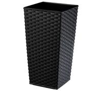 KADAX Pot de Fleur Haut, Grande Jardiniere en Plastique pour Une Décoration, Bac à Fleurs Imitant Le Rotin (57 cm, Noir)