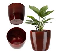 KADAX Pot de Fleurs 12 cm en Plastique avec Finition Brillante et Motifs Marbrés, Cache-Pot pour Une Décoration Intérieure Raffinée et Moderne (Rouge)