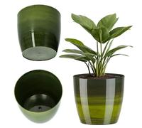 KADAX Pot de Fleurs 18 cm en Plastique avec Finition Brillante et Motifs Marbrés, Cache-Pot pour Une Décoration Intérieure Raffinée et Moderne (Vert)