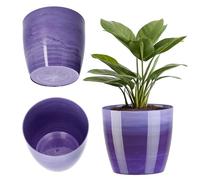 KADAX Pot de Fleurs 18 cm en Plastique avec Finition Brillante et Motifs Marbrés, Cache-Pot pour Une Décoration Intérieure Raffinée et Moderne (Violet)