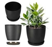 KADAX Pot de Fleurs 20 cm en Plastique avec Soucoupe et Finition Mate Élégante, Cache-Pot pour Une Décoration Intérieure Raffinée et Moderne (Anthracite)