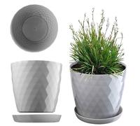 KADAX Pot de Fleurs 20 cm - en Plastique avec Soucoupe Intégrée, Pot de Plante pour Une Décoration Florale Moderne dans l'espace Intérieur (Gris)