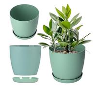 KADAX Pot de Fleurs 25 cm en Plastique avec Soucoupe et Finition Mate Élégante, Cache-Pot pour Une Décoration Intérieure Raffinée et Moderne (Vert)