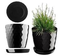KADAX Pot de Fleurs 25 cm - en Plastique avec Soucoupe Intégrée, Pot de Plante pour Une Décoration Florale Moderne dans l'espace Intérieur (Noir)