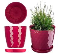 KADAX Pot de Fleurs 25 cm - en Plastique avec Soucoupe Intégrée, Pot de Plante pour Une Décoration Florale Moderne dans l'espace Intérieur (Rose)