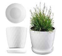 KADAX Pot de Fleurs 25 cm - en Plastique avec Soucoupe Intégrée, Pot de Plante pour Une Décoration Florale Moderne dans l'espace Intérieur (Blanc)