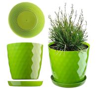 KADAX Pot de Fleurs 30 cm - en Plastique avec Soucoupe Intégrée, Pot de Plante pour Une Décoration Florale Moderne dans l'espace Intérieur (Vert)