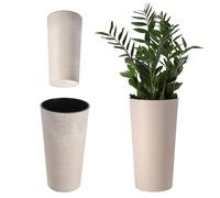 KADAX Pot de fleurs à base de copeaux de bois, élégant pot avec insert amovible, cache-pot pour le bureau, pot pour le jardin, diamètre 25 cm, crème