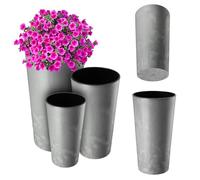 KADAX Pot de fleurs avec copeaux de bois, élégant pot avec insert amovible, cache-pot pour le bureau, pot de fleurs, pot de jardin, béton gris