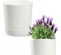 KADAX Pot de fleurs avec soucoupe "Kama", pot de fleurs, pot de plantes en plastique, cache-pot, rond, 25 cm, blanc