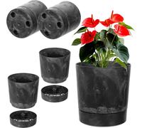 KADAX Pot de fleurs avec support AURA 145, recyclé, béton noir, pack de 2