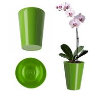 KADAX Pot de fleurs, cache-pot élégant pour orchidée, pot de plantes simple, pot de fleurs pour orchidée, orchidée Knabenkraut, marguerite, cache-pot pour cuisine et salon (⌀ 13cm, rond, vert)