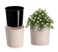 KADAX Pot de Fleurs Crème 25 cm - en Plastique et Copeaux de Bois Recyclés pour Une Décoration Rustique et Authentique, Idéal pour l'Intérieur ou l'Extérieur