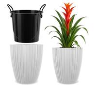 KADAX Pot de fleurs décoratif avec insert intérieur - Rond - En plastique - Pour l'intérieur et l'extérieur - Blanc - 40 cm, K10157