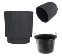 KADAX Pot de fleurs décoratif avec insert intérieur - Rond - En plastique - Pour l'intérieur et l'extérieur - Anthracite - 30 cm