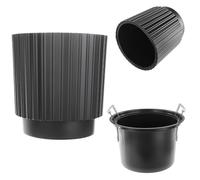 KADAX Pot de fleurs décoratif avec insert intérieur - Rond - En plastique - Pour l'intérieur et l'extérieur - Noir - 40 cm