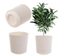 KADAX Pot de fleurs décoratif - Rond - En plastique - Pour la culture de plantes - Pour l'intérieur et l'extérieur - Crème - 30 cm, K9894