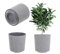 KADAX Pot de fleurs décoratif - Rond - En plastique - Pour la culture de plantes - Pour l'intérieur et l'extérieur - Gris - 30 cm, K9888