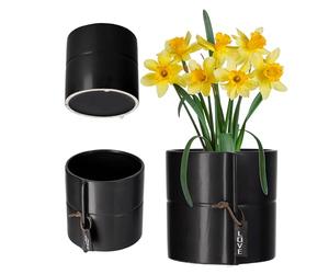 KADAX Pot de Fleurs en céramique 2 Couleurs, Pot de Fleurs pour Arbres Dragons Violettes pensées (Noir, diamètre 17cm)