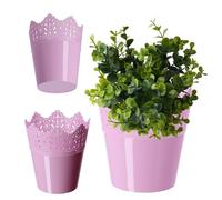 KADAX Pot de fleurs en dentelle en plastique 11 couleurs avec motif dentelle - Protection de pot de fleurs pour bureau, pot de jardin, pot de fleurs, pot de fleurs (ø 16,5 cm, bas, rose)