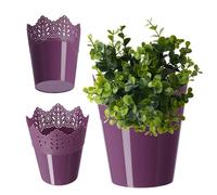 KADAX Pot de Fleurs en Dentelle en Plastique 9 Couleurs, Motif Dentelle, Protection pour Pot de Fleurs, pour Bureau, Pot, Jardin, Pot de Fleurs, Pot de Fleurs, (diamètre 12 cm Bas Violet)