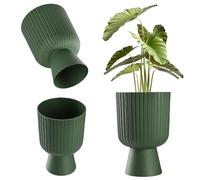 KADAX Pot de fleurs en forme de calice, en plastique, disponible en 2 tailles, bac à plantes, en 5 couleurs, pour balcon, terrasse, rebord de fenêtre, coupe (14 cm, vert)