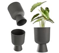 KADAX Pot de fleurs en forme de calice, en plastique, disponible en 2 tailles, bac à plantes, en 5 couleurs, pour balcon, terrasse, rebord de fenêtre, coupe (14 cm, anthracite)