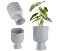 KADAX Pot de Fleurs en Forme de Calice - Plastique en 2 Tailles, 3 Couleurs pour Balcon, Terrasse, Rebord de Fenêtre - Coupe (18 cm, Gris)