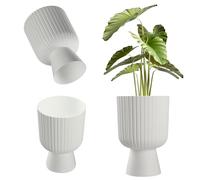 KADAX Pot de fleurs en forme de calice, pot de plantation en plastique en 2 tailles, pot de plantation en 3 couleurs pour balcon, terrasse, rebord de fenêtre, coupe pot de jardinage (18 cm, Blanc) …