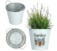 KADAX Pot de fleurs en métal, style rétro, pour orchidées, herbes, géraniums, bac à fleurs, 14 cm, avec poignées, argenté, pour extérieur