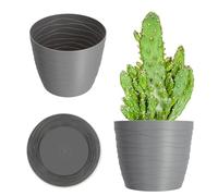 KADAX Pot de fleurs en plastique Ø 11-19 cm 7 couleurs simple pot de fleurs moderne robuste Pot rond Ø 17 cm Gris