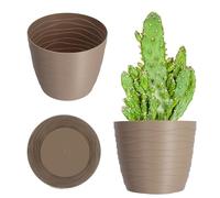 KADAX Pot de fleurs en plastique, ⌀ 11 - 19 cm, 7 couleurs, pot de fleurs simple, pot de plantes moderne, protection robuste pour fleurs, pot rond (⌀ 11 cm, beige)
