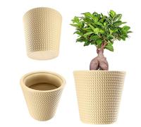 KADAX Pot de fleurs en plastique - 3 couleurs - Résistant aux intempéries - Avec surface mate - Crème Ø 35 cm
