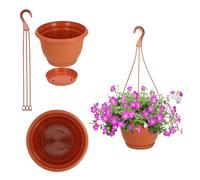 KADAX Pot de fleurs en plastique à suspendre avec crochets, robuste, pour pélargonias, fuchsia, léger, à suspendre, diamètre : 18 cm