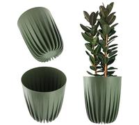 Pot de fleurs KADAX en plastique avec matériaux naturels, 25 cm, vert foncé