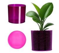 KADAX Pot de Fleurs en Plastique Brillant 13 Couleurs - Pot à Herbes - Vase à Fleurs - Diamètre 14 cm - Violet