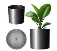 KADAX Pot de Fleurs en Plastique Brillant en Forme cylindrique 13 Couleurs - Pot à Herbes - Vase à Fleurs - Pot de Fleurs - Pot de Fleurs - Diamètre : 13,7 cm - Argenté