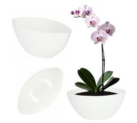 Kadax - Pot de fleurs en plastique - De forme ovale - 30 x 14 cm - Design moderne - Idéal pour la décoration d’intérieur et balcon - Blanc