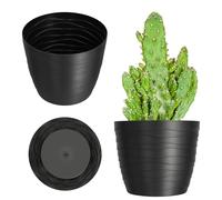 KADAX Pot de Fleurs en Plastique, Diamètre 11-19 cm, 7 Couleurs, Simple et Moderne, Protection Robuste, Rond (Diamètre 19 cm, Noir)