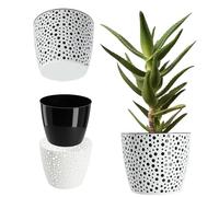 KADAX Pot de fleurs en plastique - Diamètre : 11 à 21 cm - 5 couleurs - Pot simple et robuste - Protection ronde pour fougère - Diamètre : 13 cm - Noir