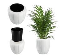 KADAX Pot de fleurs en plastique, diamètre 39 cm, 5 couleurs, vase à fleurs moderne, pot de plantes, pot de plantes, pot de fleurs, pot de fleurs, bac à fleurs rond, hauteur : 40 cm, blanc